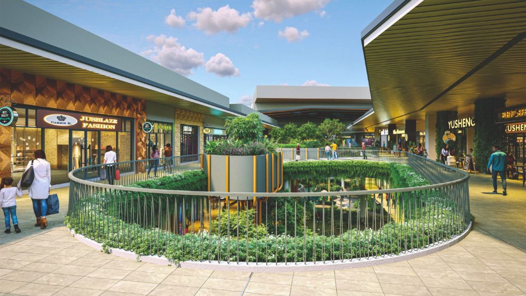 Landscaped outdoor space and garden featuring curated greenery and pathways.